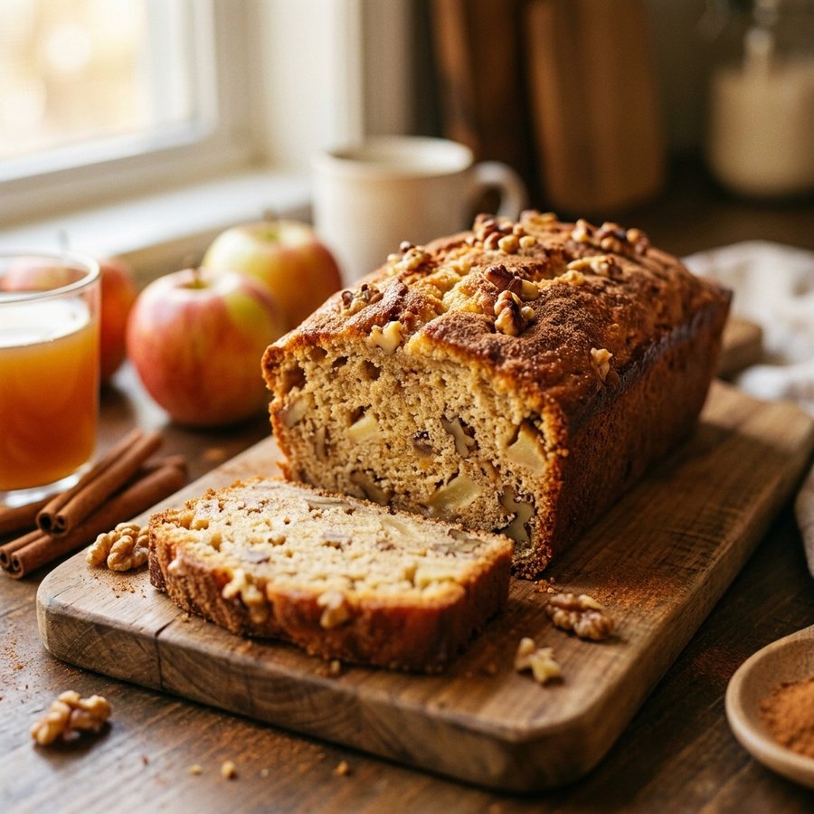 Queque de manzana y canela recién horneado